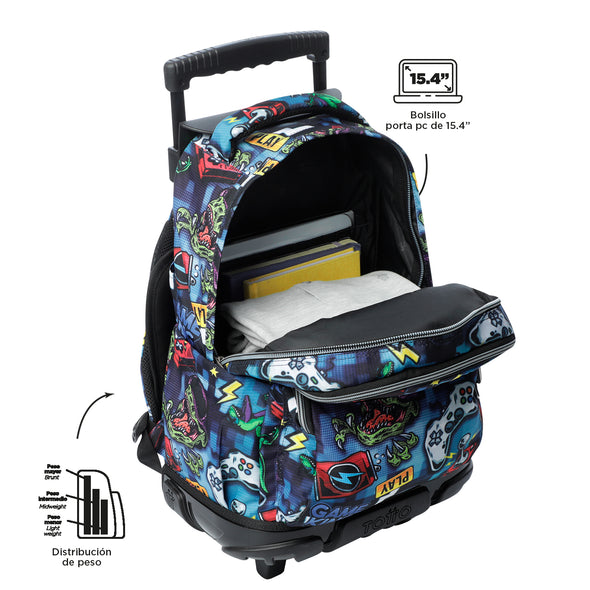 Mochila Con Rueda Bomper Renglon Grande Para Niños New Collection