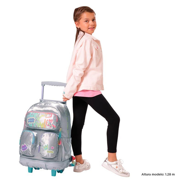 Mochila Con Ruedas Para Niña Grande Girl Power  New Collection