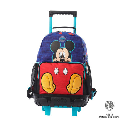 Mochila Con Ruedas Para Niños Mickey Azul New Collection