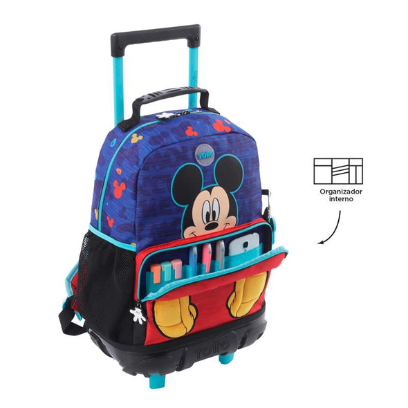 Mochila Con Ruedas Para Niños Mickey Azul New Collection