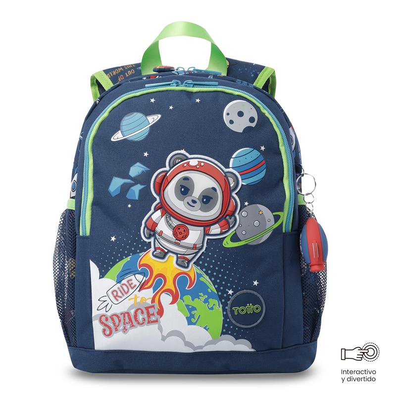 Mochila + Libro Para Colorear Panda Space Para Niño Mediana
