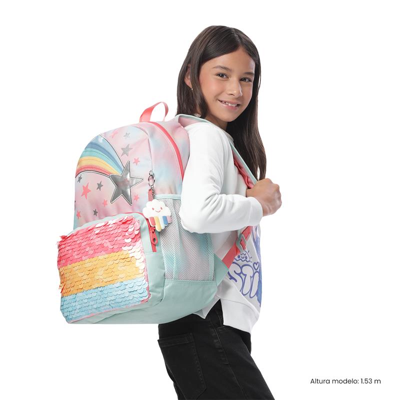 Mochila Para Niña Rainbow Star Grande New Collection