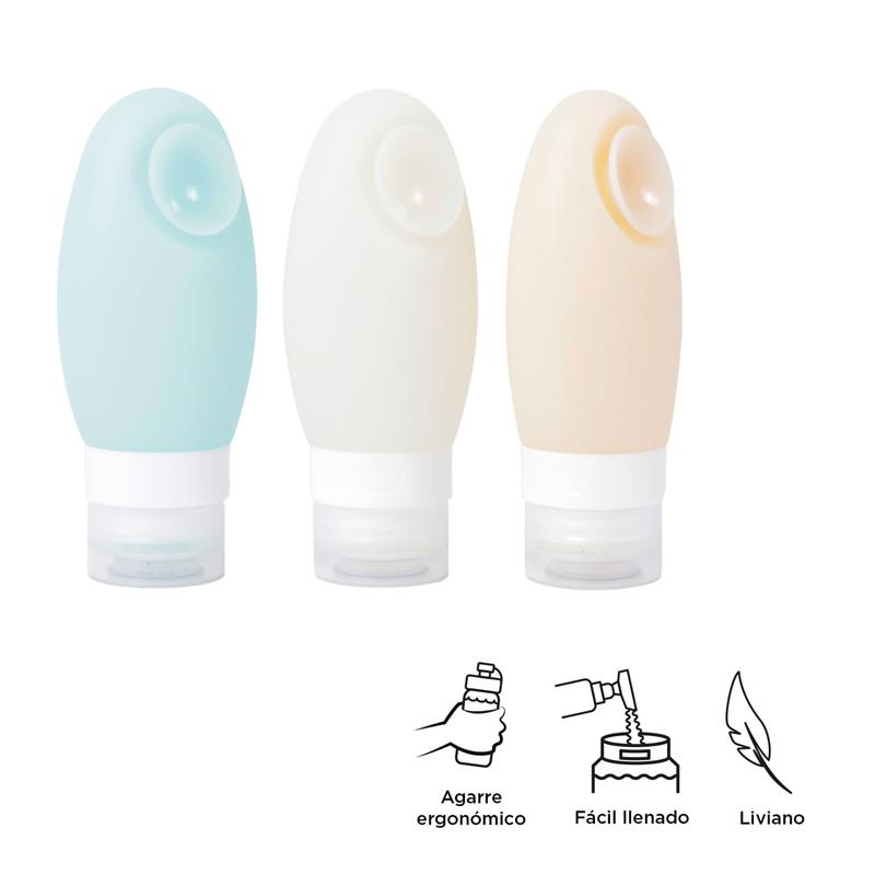 Organizador De Baño Para Viaje Moravy Set X3 Botellas